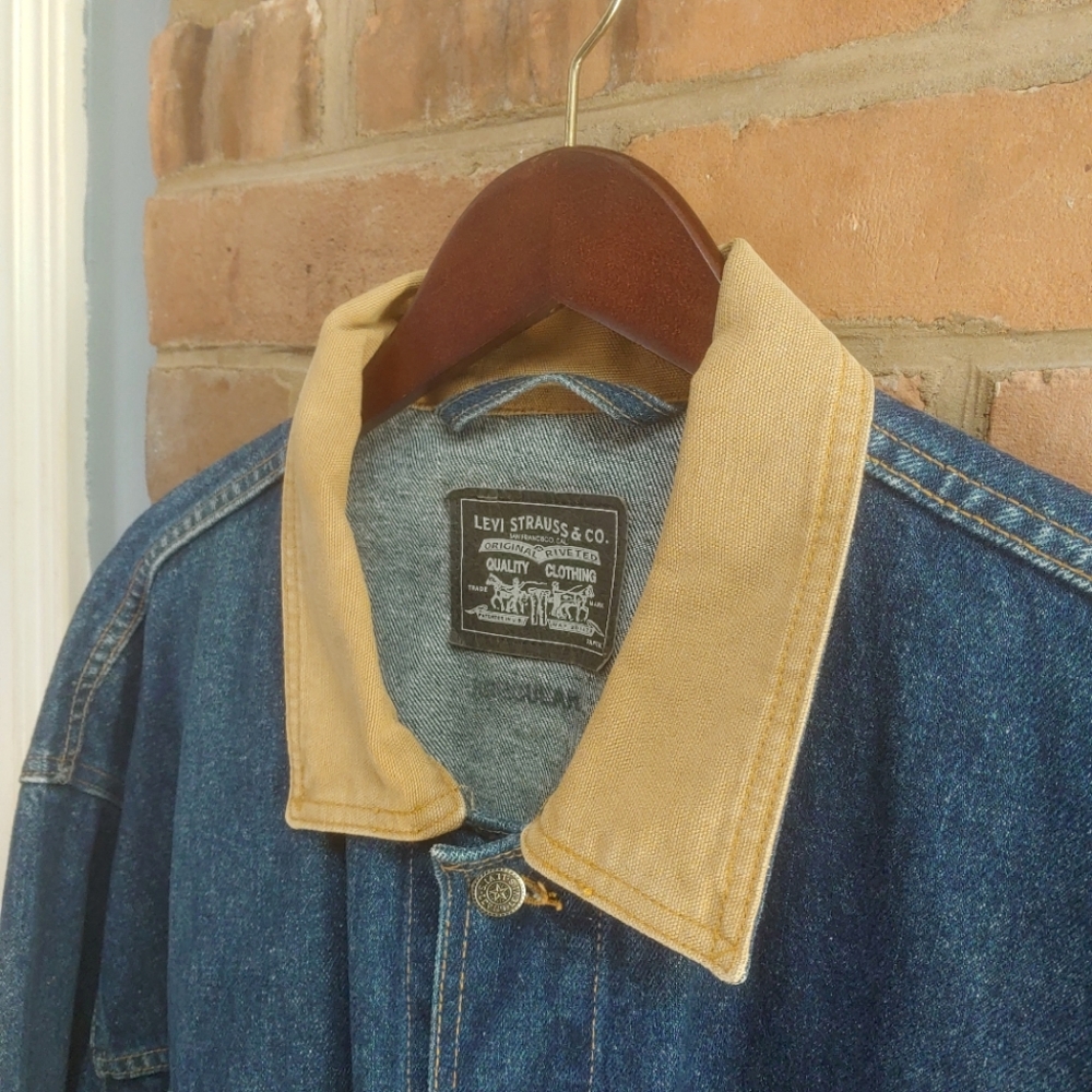 Rare Vintage 80's Levi's Blue Denim Chore Jacket Men's Size XL Made In Canada - Picture 6 of 15